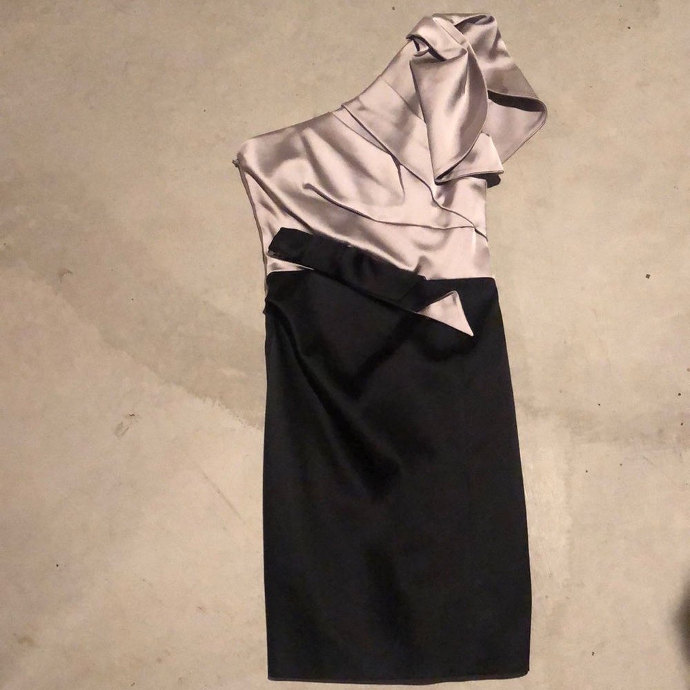 Karen Millen black/taupe satin dress